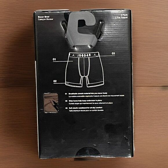 Jordan Boxer Briefs Mens Small Jumpman Flight Cotton Stretch 2 Pack Brown Black - Picture 2 of 6